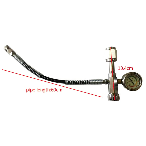 Trykmåler, 4500 PSI, 60 cm Slange, 8 mm Udstødningsgevind, 1/2 Hurtig Indsættelse, Kugletype Struktur
