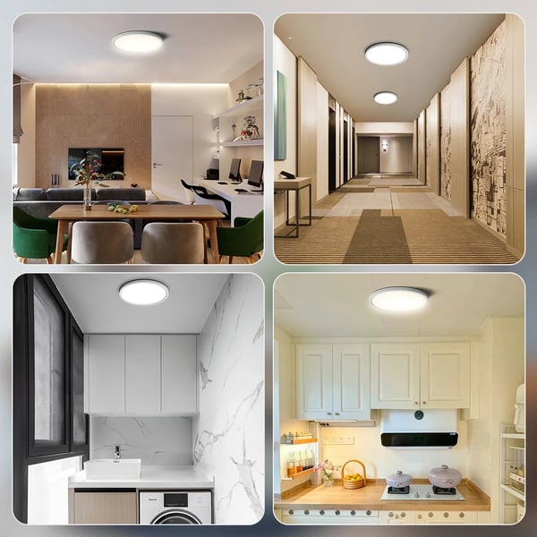 Loftlampe, Justerbar Farvetemperatur, Øjenbeskyttelse,24W, HVID, ændrebar