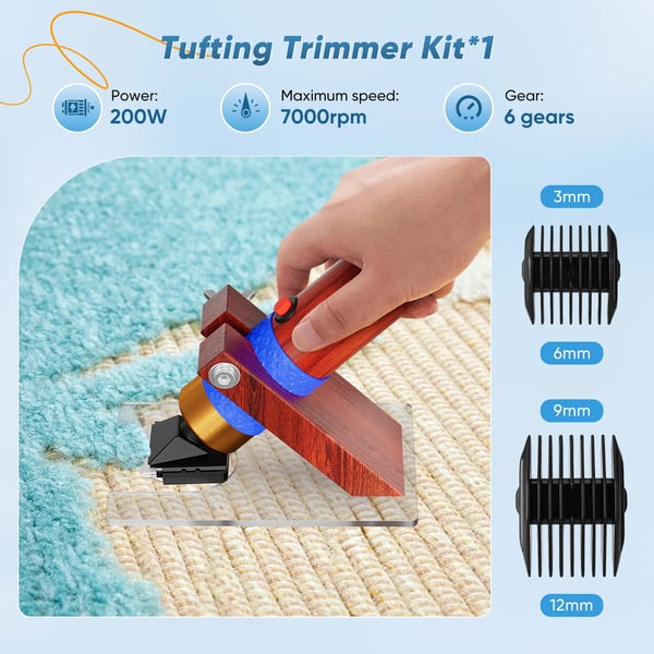 Tufting Gun, 2-i-1 Funktionalitet, Komplet Startkit,Blå