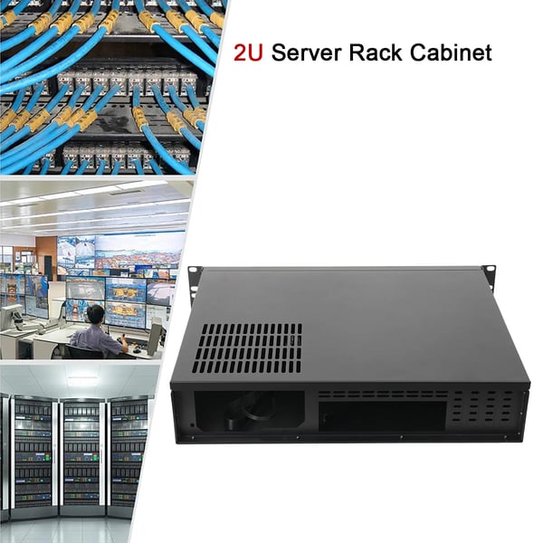 Serverchassis, Aluminium, 482mm x 89mm x 350mm, Understøtter mini ITX og micro ATX, 2U Rackmount, Plads til 3 x 3.5" HDD og 1 x 2.5" SSD