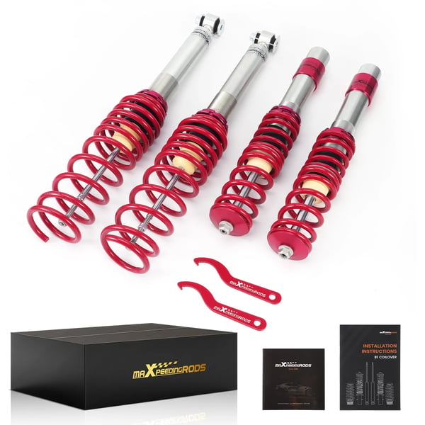 Coilover affjedringsstøddæmpere, justerbar køre højde, højtydende fjedre,Rød