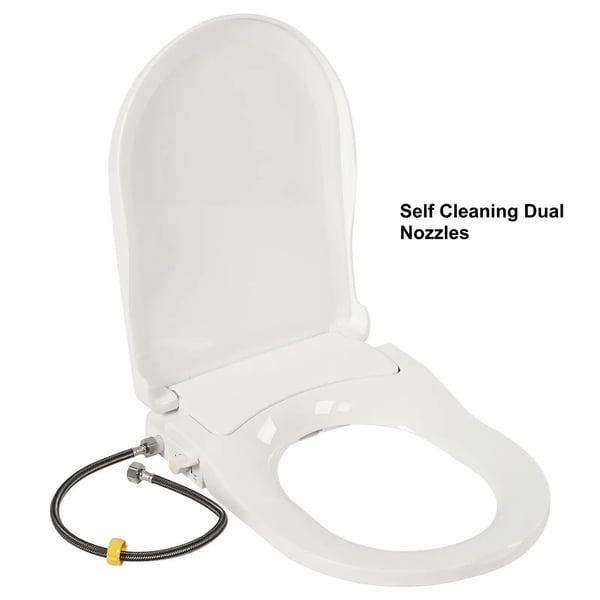 Bidet toilet sæde, D-formet, dual dyse, selv-rensende, HVID
