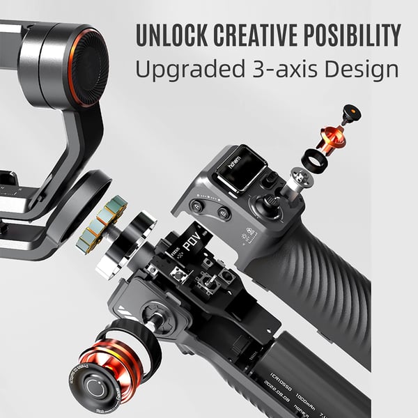 Smartphone Gimbal Stabilizer, 3-Akse Stabilisering, AI Vision Tracking,sort