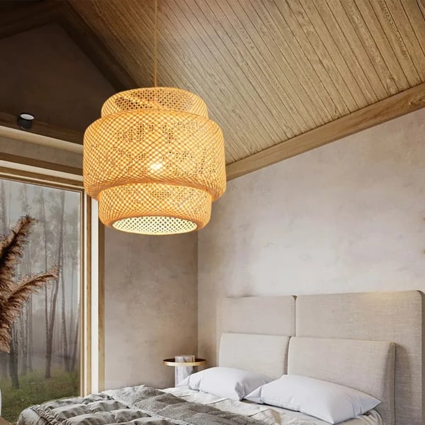 Kronleuchter, Bambusdesign, E27 pære kompatibel,Ingen pære, 50CM