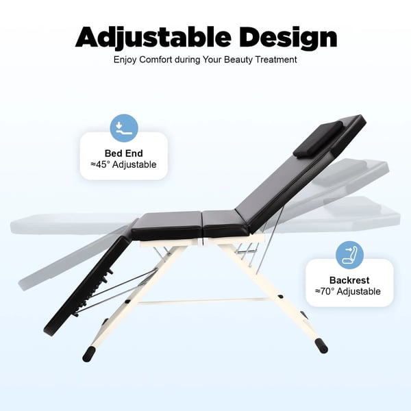 Skønhedsseng, Robust Konstruktion, Sammenklappeligt Design,sort