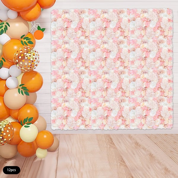 Simuleret Blomster Vægdekoration, 12PCS, Indendørs/Udendørs Brug,Hvid Gul Pink