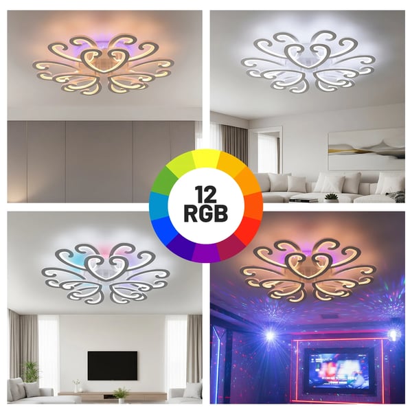 Loftlampe, Dæmpbar, RGB Baggrundsbelysning,HVID, 100W, ændrebar
