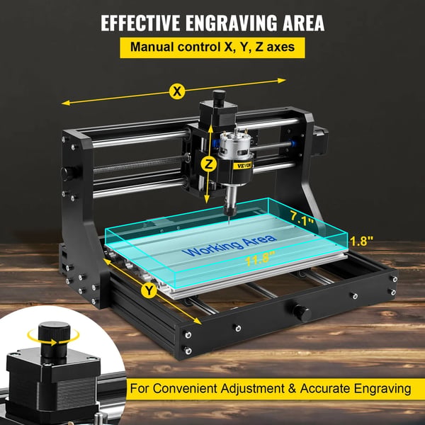 CNC Router, 3 Akse Kontrol, Højhastighedsmotorer, Præcisionsgravering
