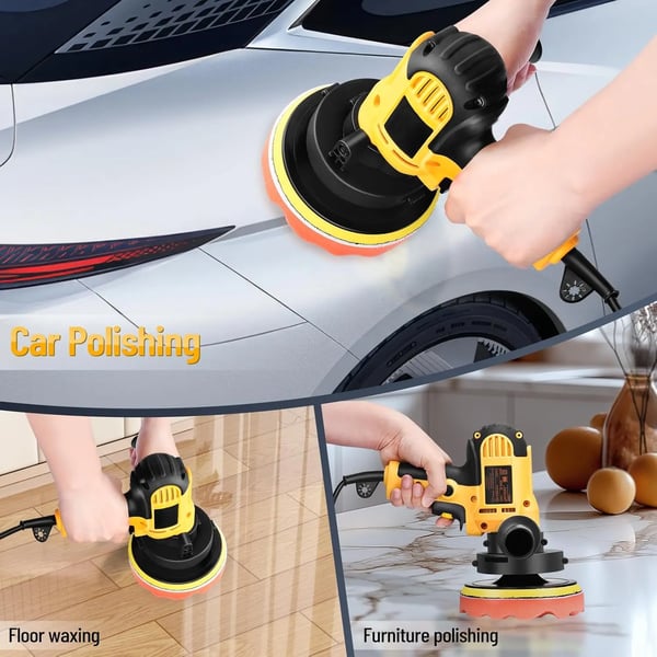 Bilpolerer, 6 justerbare hastigheder, ergonomisk design,Gul