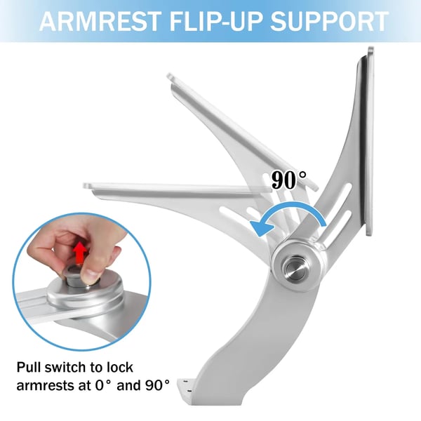 Aluminium Båd Pivot Flip-Up Armlæns Sæt, Låseknap, 90º Rotation