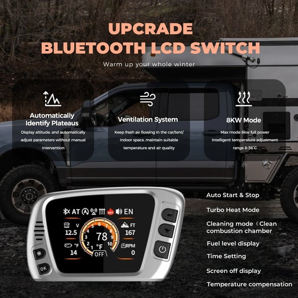 Diesel Luftvarmer, Bluetooth Kontrol, Automatisk Start og Stop,TB10