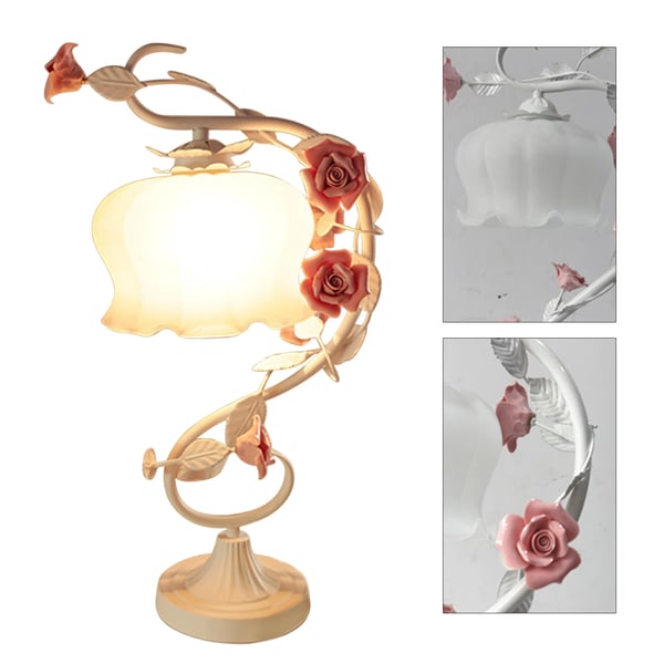 Sengebordslampe, Blomsterdesign, Energi Effektiv LED,Hvid