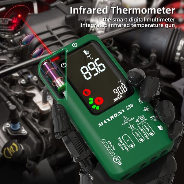 Digital multimeter, infrarød temperaturmåling, dual strømforsyning, 9999 tællinger display,S30