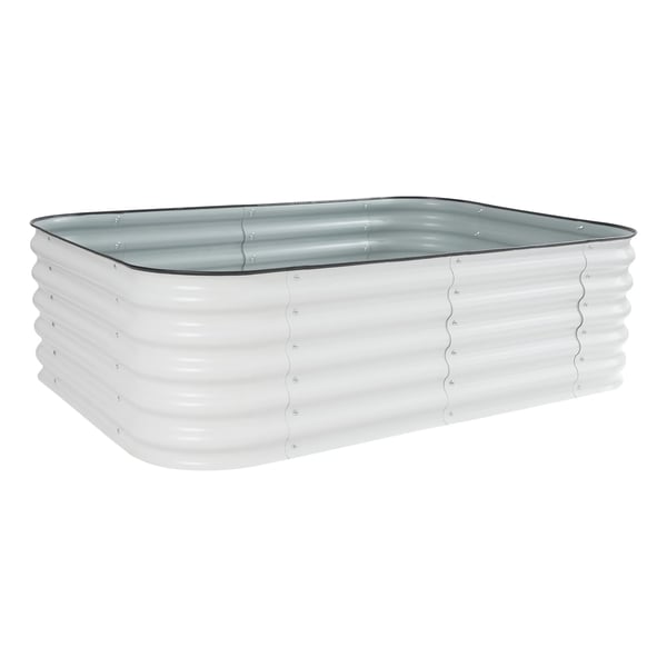 Hævet Havebed, Stålmateriale, 195*60*43 cm Dimensioner, Hvide og Lysegrå Farvemuligheder, Fritstående Monterings Type, Moderne Design