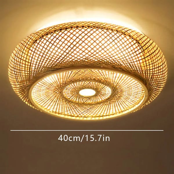 Vintage bambusloftlampe, håndvævet rattan, moderne flush mount