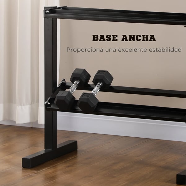 Håndvægte Rack, 2-Niveau Design, Holdbar Stål Konstruktion,Sort