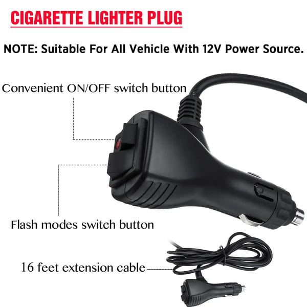 Strobe Lys Bar, 54 LED'er, 28 Tommer, Vandtæt IP65, 12V, 7 Blink Tilstande
