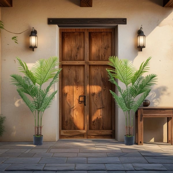 Faux Areca Palmetræ, Vedligeholdelsesfrit, Alsidigt Indendørs og Udendørs Brug,4.6ft-140cm(55in)