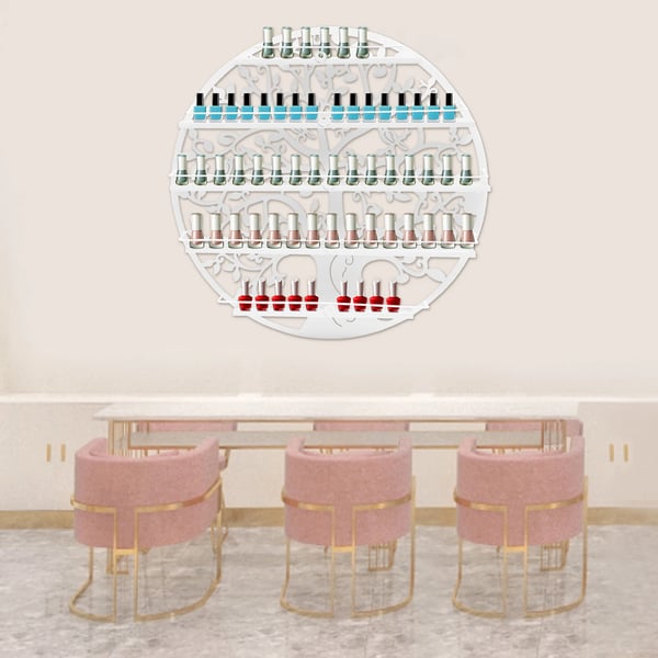 Neglelak Display Stativ, 5 Lag, Plads til 60 Flasker, Jernmateriale, Dimensioner 60x60x6 cm, Moderne Design