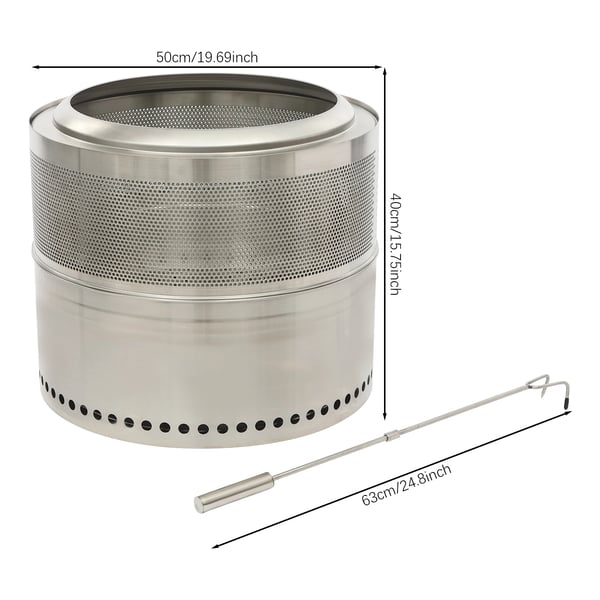 Eldstad, Bärbar Utomhusbruk, Rökfri Design,Silver