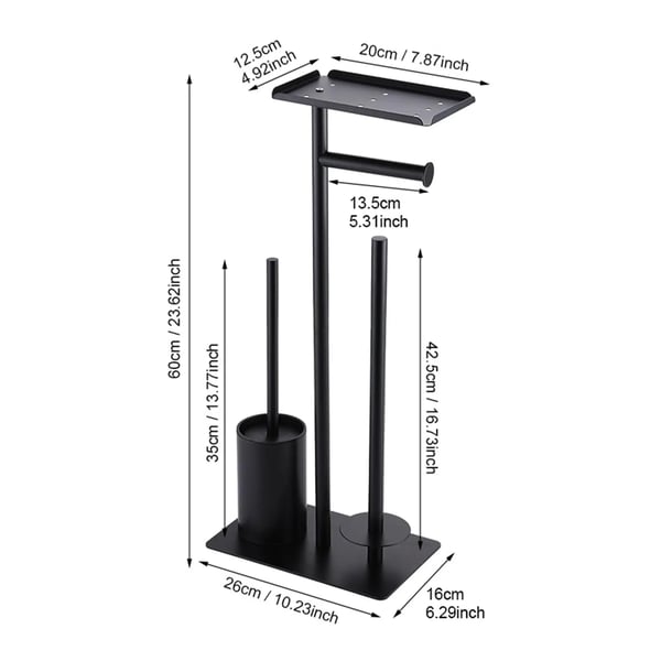 Toiletpapirholder, Rustfrit Stål, Fritstående Design,sort
