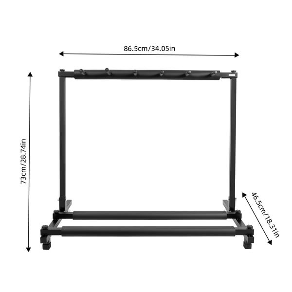 Guitar Rack Stativ, 5 Sædekapacitet, Jern + Svampemateriale,sort