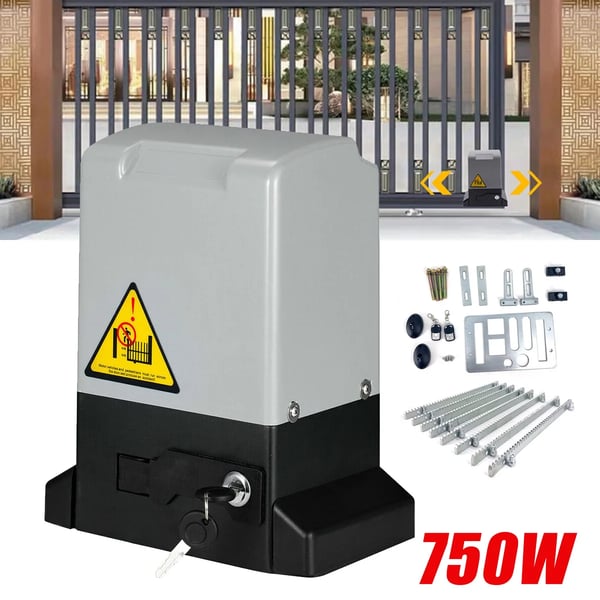 Sähkökäyttöinen liukuportin avauslaite, 750W moottoriteho, 2000kg maksimikuorma, 70m etäohjausalue, 56dB melutaso, 1400r/min moottorin nopeus