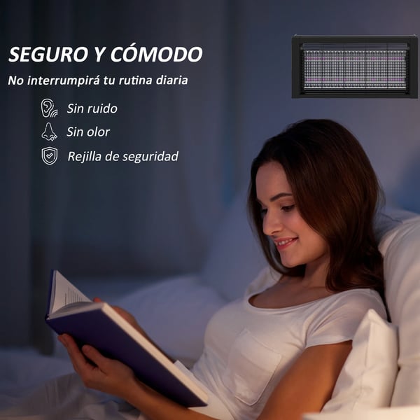 HOMCOM LED Myg-sikker Lampe, 60 m² Dækning, Nem Montering,sort
