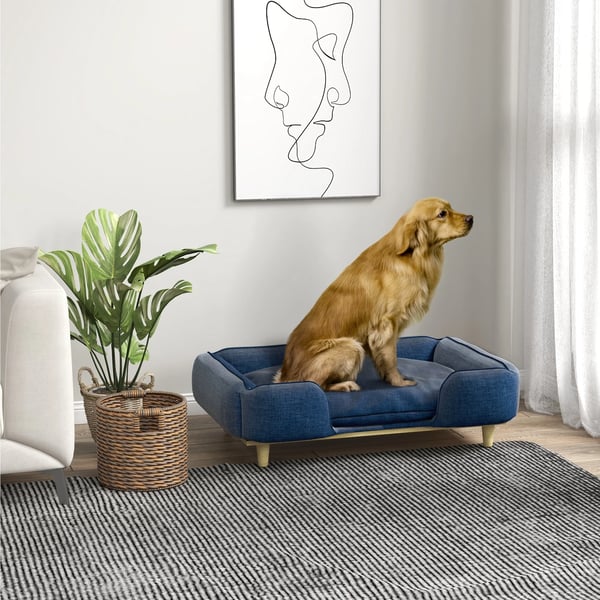 Hundesofa, Vaskbar Pude, Holdbart Polyester,96X66X24 cm, mørkeblå