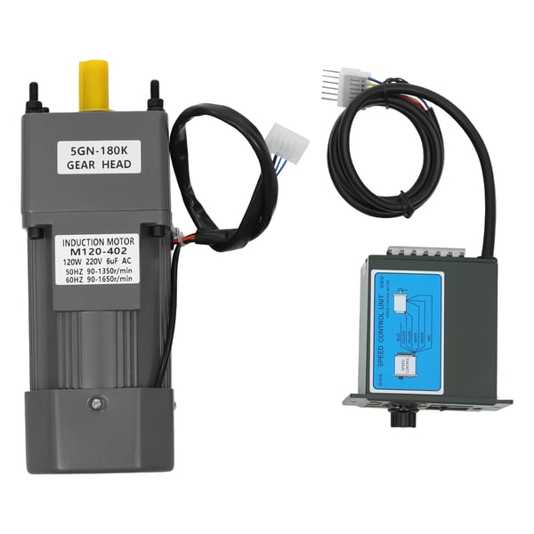 Induktionsmotor, 120W effekt, 180K reduktionsförhållande, 220V spänning, 0-90r/min hastighetsregulator, 3.8nm vridmoment