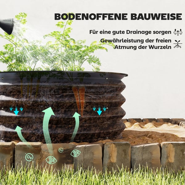 Hævet Plantebed, Stålmateriale, 72 x 36 x 30 tommer, 12 Kubikfod Kapacitet, Let at Samle, Egnet til Forskellige Planter