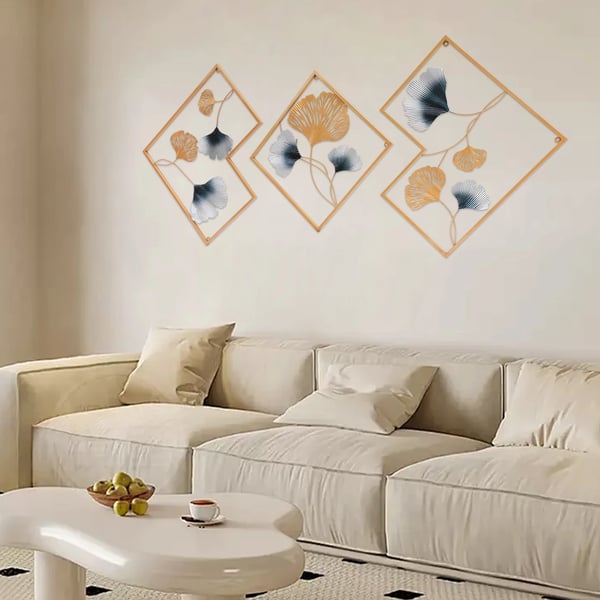 Vægkunst, Metal Konstruktions, Elegant Design,3PCS, Guld