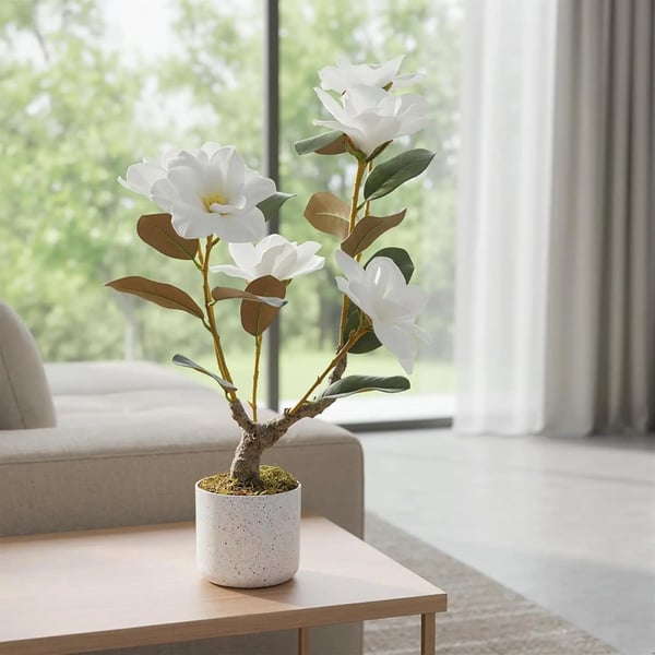 Kunstig Magnolia Træ, Realistiske Blomster, Lav Vedligeholdelse Design,Hvid, 180cm