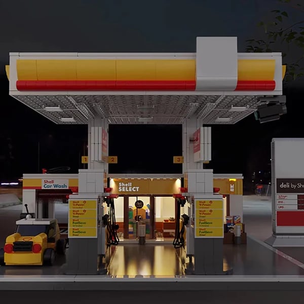 Tankstation Byggesæt, 1327 Dele, ABS Plast Konstruktionsmateriale,med instruktion