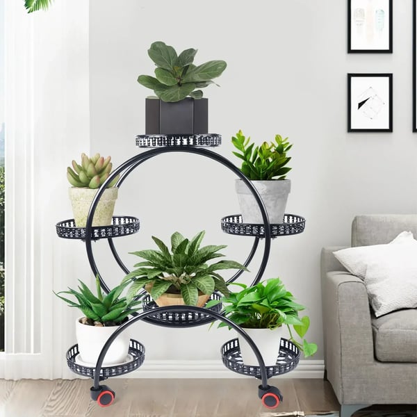 Plantebord, Multi-niveau Design, Bærbar Med Hjul,sort