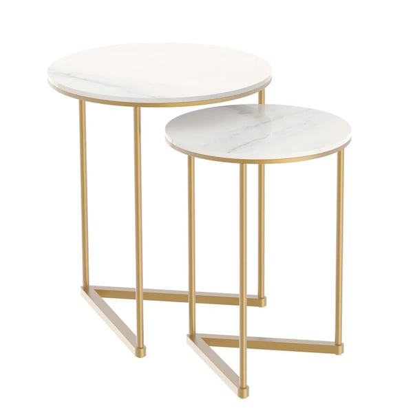 Pesivä Taulukot, Moderni Pyöreä Muotoilu, Elegantti Metallipohja,VALKOINEN