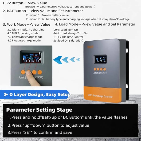 Solcellelader, MPPT-teknologi, alsidig batteristøtte,MPPT 60A ULTRA, 12V 24V 36V 48V