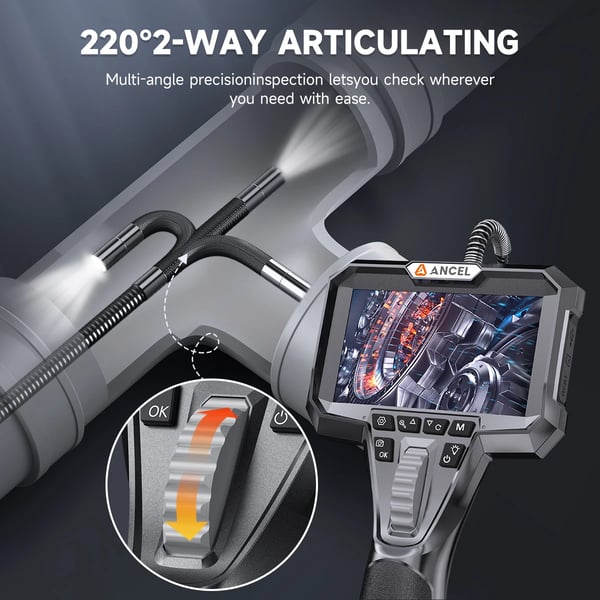 Automotive Endoskop, Dobbeltkamera System, Højopløselig Skærm,6.5mm, an302