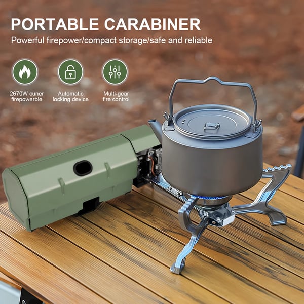 Camping Gaskök, Justerbar Flammkontroll, Bärbar Design,grön