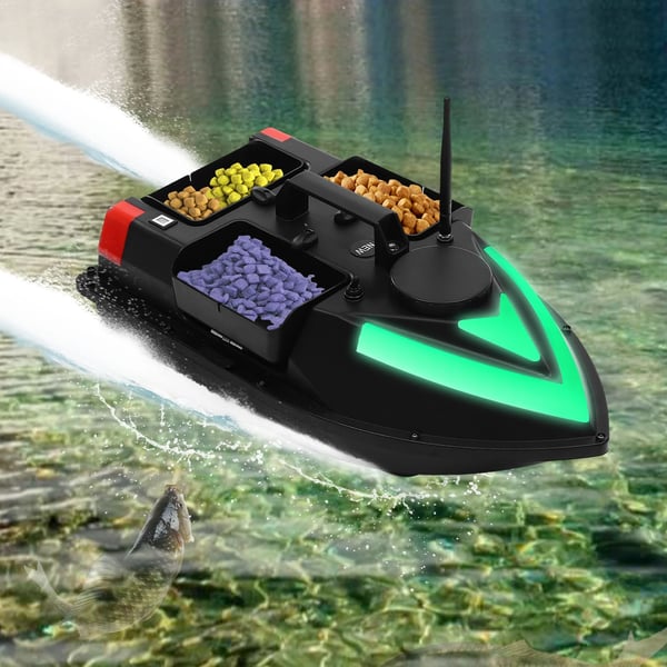 Fiskebaitbåd, Højkapacitetsbatteri, Fjernbetjening,sort
