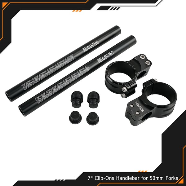 Clip-On Styret, Universel Pasform til 50mm Gaffel, 7° Justerbar Vinkel,sort