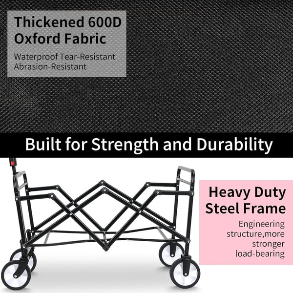 Havevogn, Belastningsevne 60 kg, Opbevaringsvolumen 70 liter, Off-road hjul, Justerbart håndtag, Hurtig foldedesign