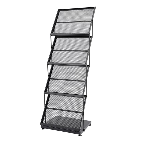 Brochure Display Rack, 4-niveau, Sammenklappelig,Gitterstil Hvid