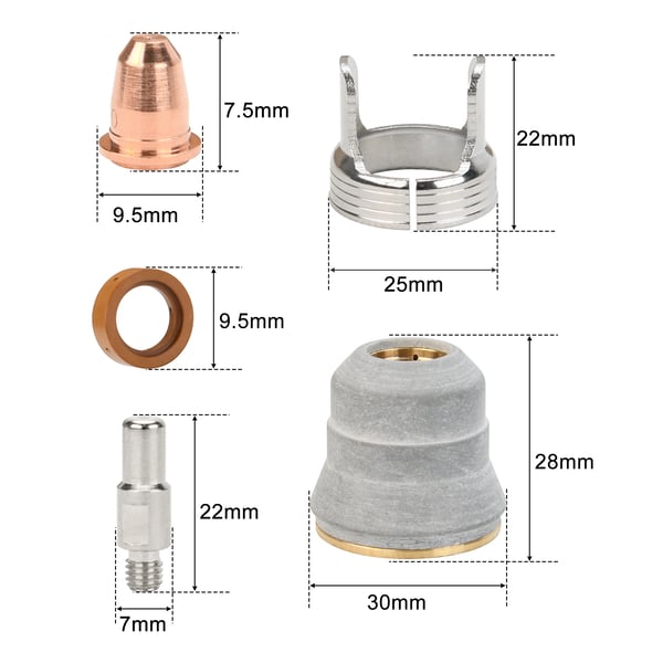 Skæreburner Dyse Sæt, 23 Stykker, 0,030 Tommer Diameter, Kompatibel med IPT-60 Serien, Kobber og Keramisk Materiale, Inkluderer Opbevaringsboks
