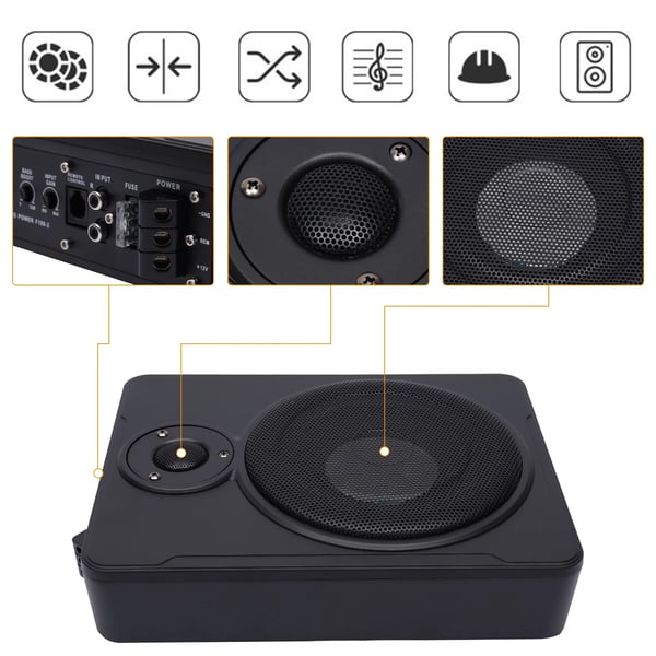 Bil Subwoofer, Aktiv Basforstærkning, Kompakt Design,Sort