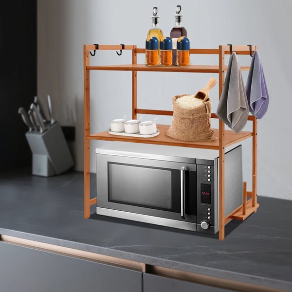 Mikroovnshylde, Pladsbesparende, 2-Niveau Design,Chokolade