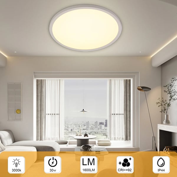 Loftlamper, Ultra-tyndt design, Energi effektiv,Varm Hvid, HVID, 38x38x1.7cm