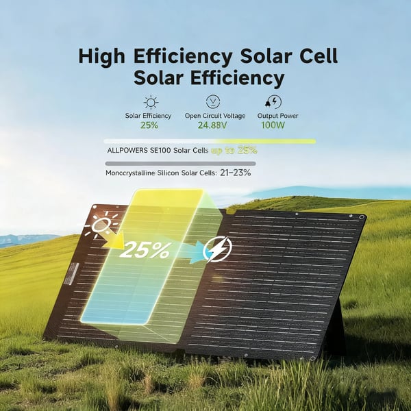 Solpanel, Fällbar Design, Vattentät Konstruktion,100W