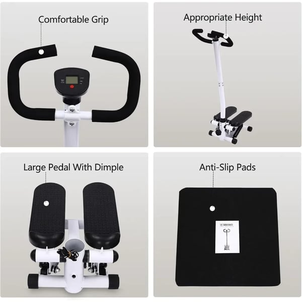 Fitness Stepper, Højdejusterbar, Modstandsbånd Inkluderet,sort