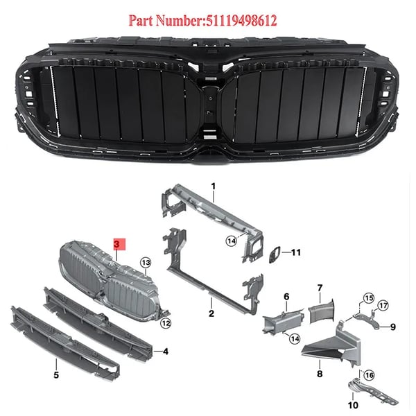 Frontgitter, Holdbart Plastik, Kompatibelt med Luksus Sedan 5 Series G30 G31,sort